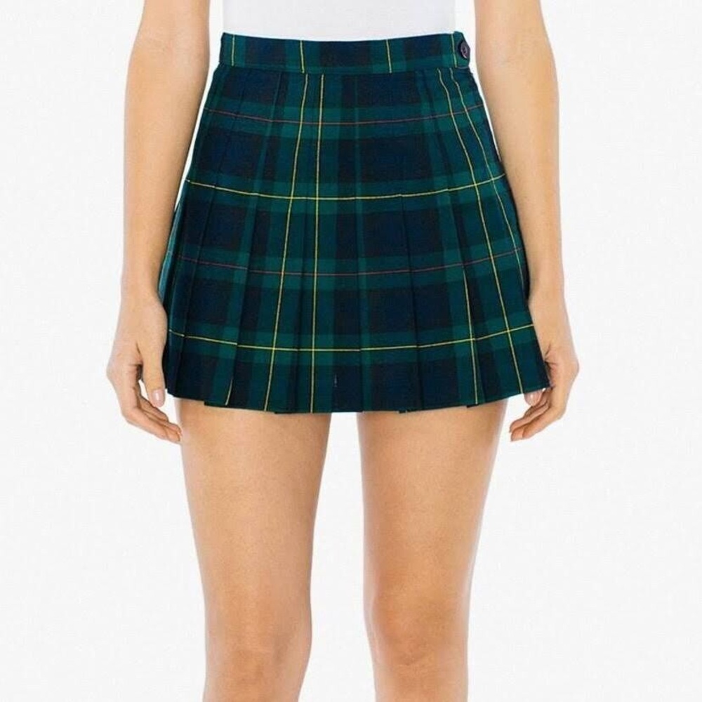 American Apparel (Gilden) Green Plaid Tennis Skirt Size XS